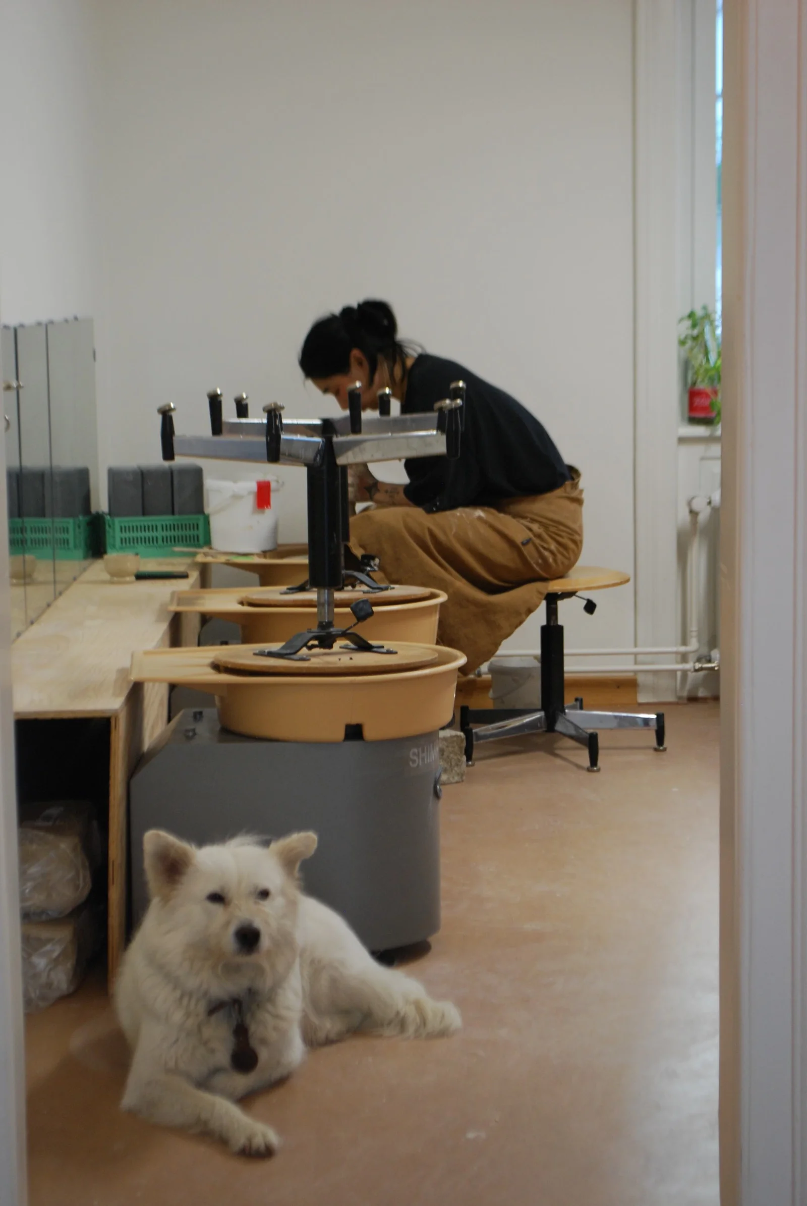 The members' workspace with pottery wheels